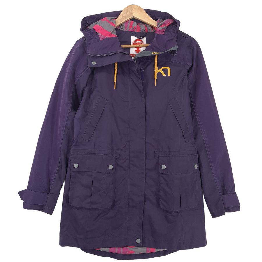 Kari Traa Vintage Damskie Parka kurtka fioletowy z kapturem pełny zamek rozmiar S