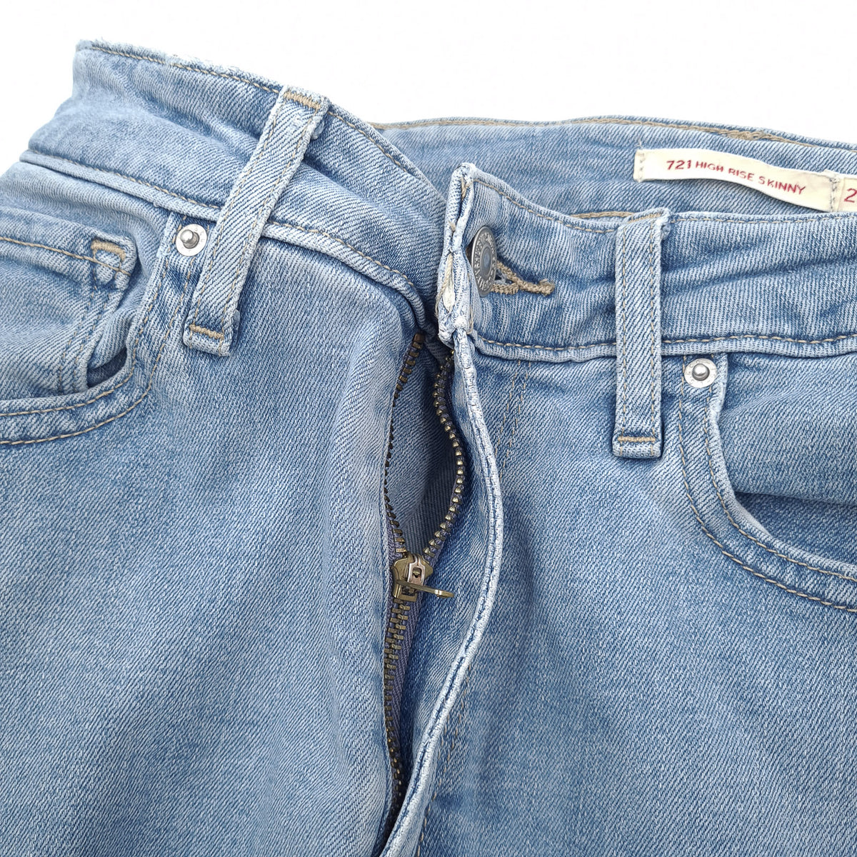 Vintage Levi's Jeans 721 High Rise Skinny Women Stretch Slim Size W28 L30, detail view 5, image 7 of 11