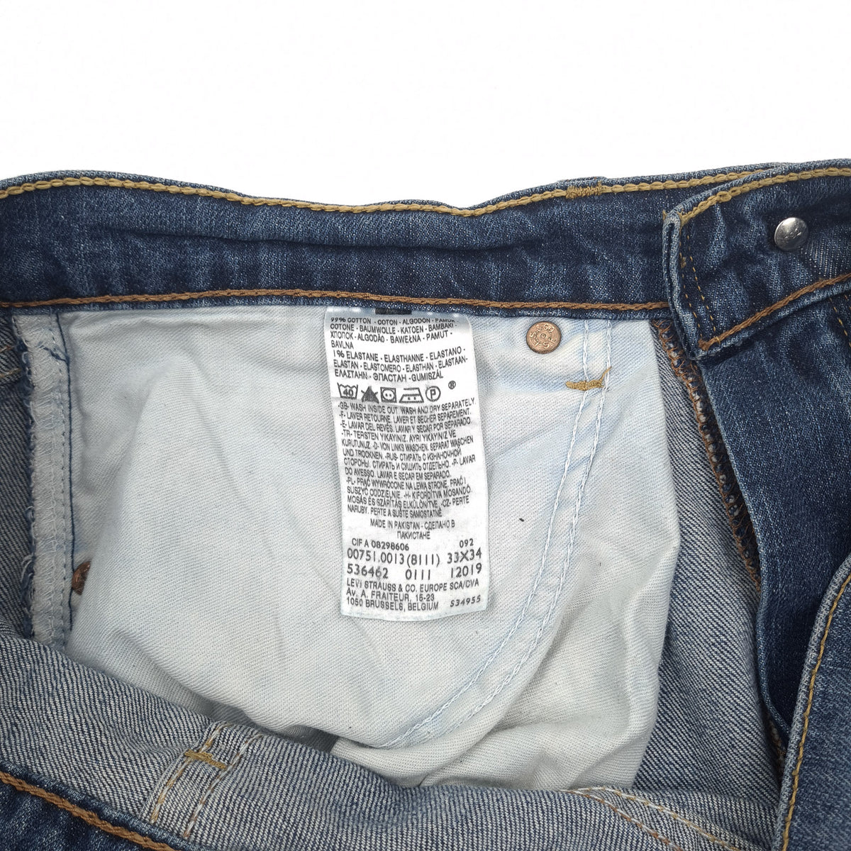 Vintage Levi's Jeans 751 Men Stretch Regular Straight Size W33 L34, detail view 5, image 7 of 7