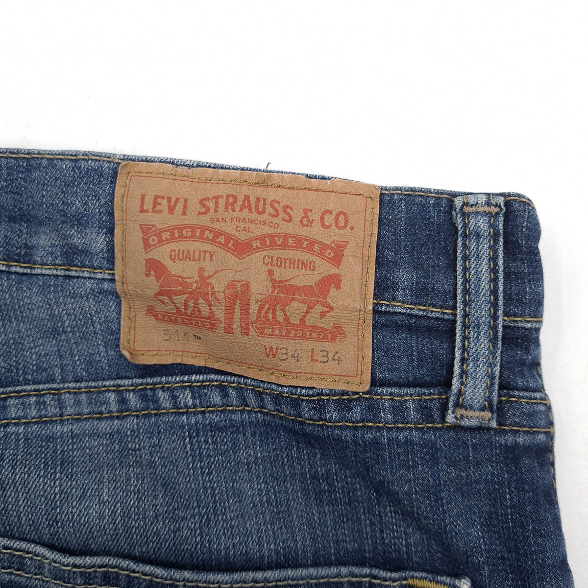 Vintage Levi's Jeans 514 Men Stretch Regular Straight Size W34 L32, detail view 3, image 5 of 9