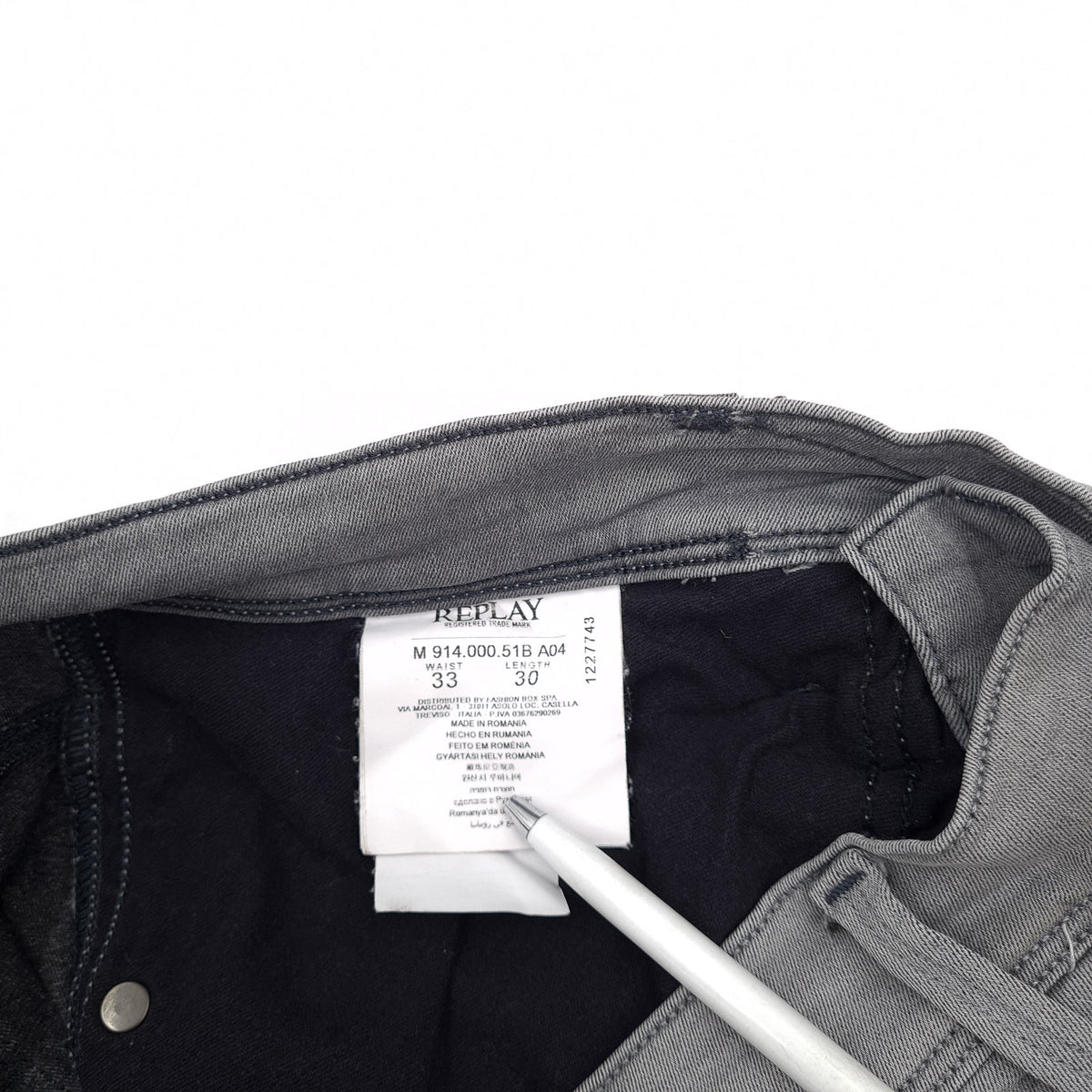 Vintage Replay Jeans Anbass Men Stretch Slim Straight Size W33 L31, detail view 5, image 7 of 13