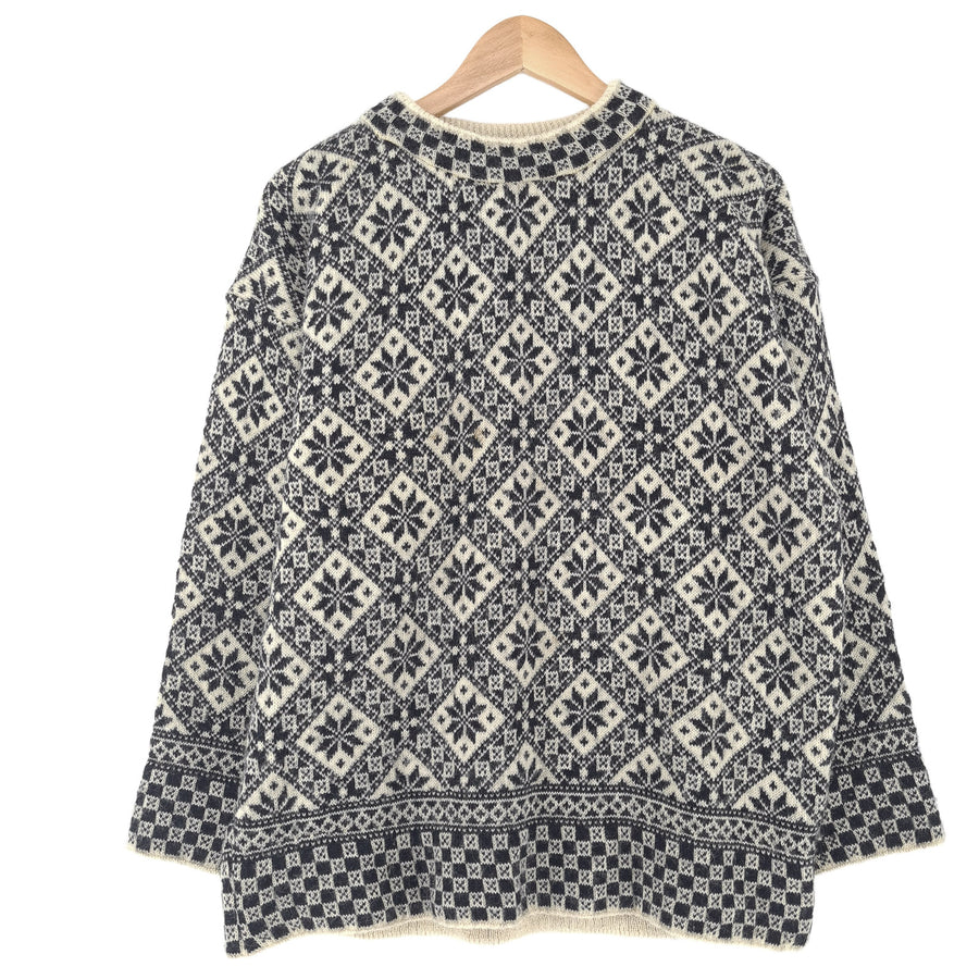 Vintage Nordic Fair Isle Jumper Crew Neck Sweater Knit Women Size 2XL