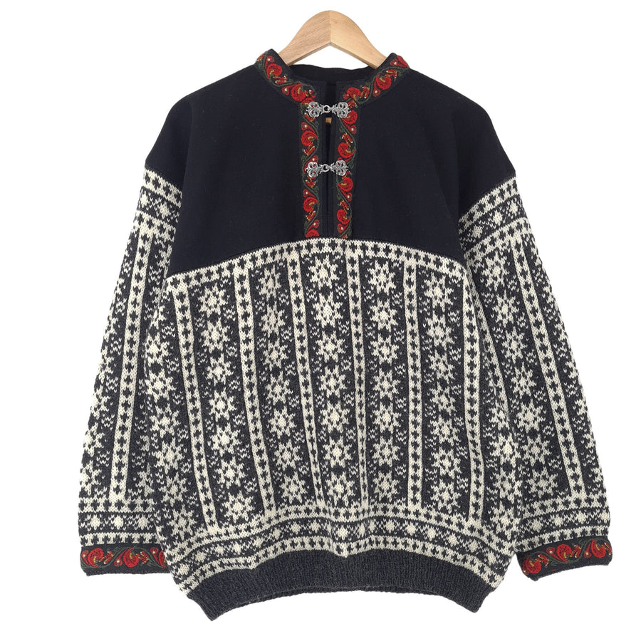 Vintage Nordic motif Fair Isle pull High Neck pull maille Femme taille XL