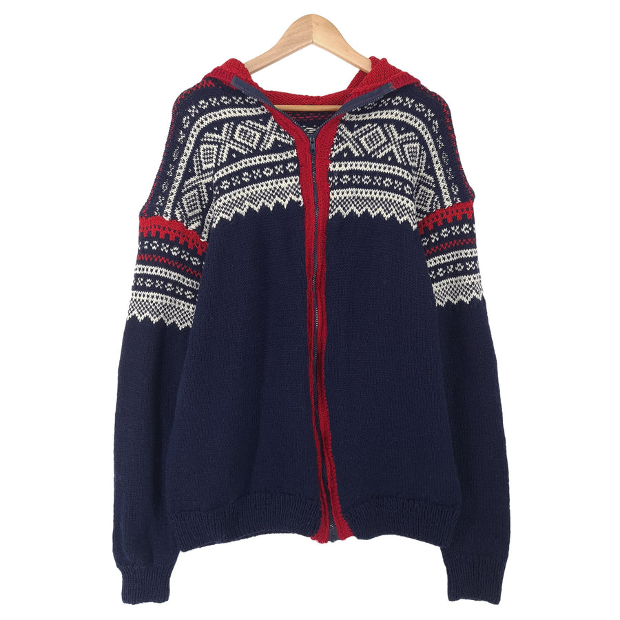 Vintage Nordic motif Fair Isle pull High Neck pull maille Homme taille XL