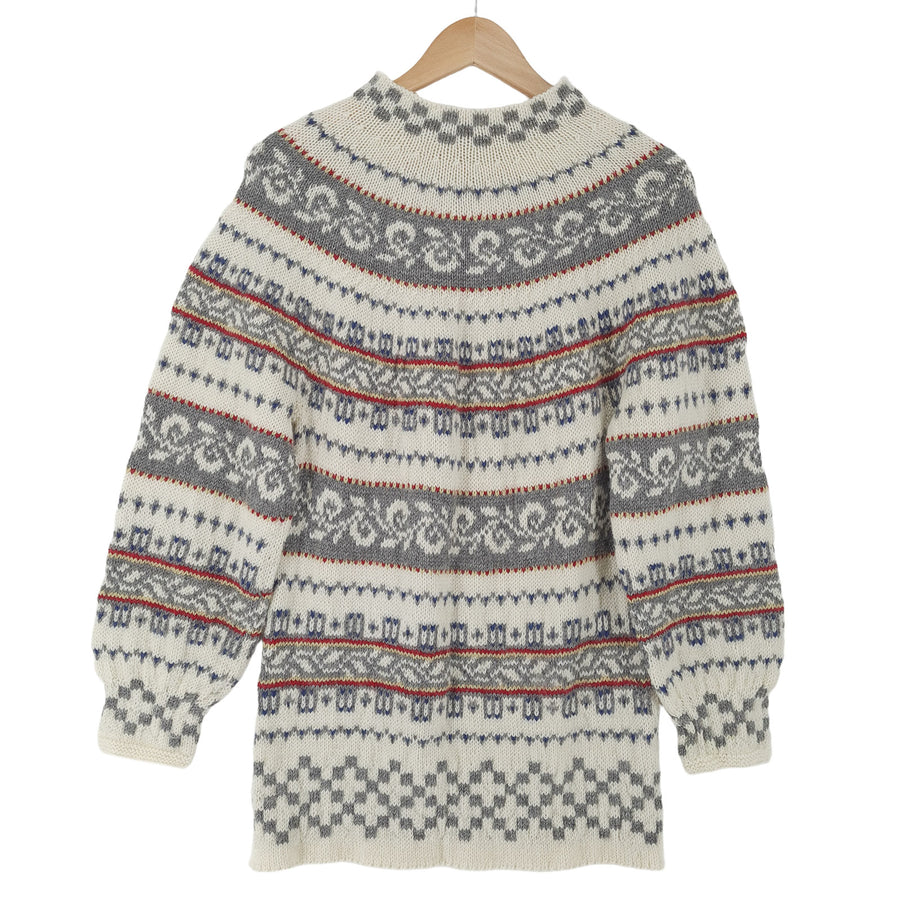 Vintage Nordic motif Fair Isle pull High Neck pull maille Femme taille XS