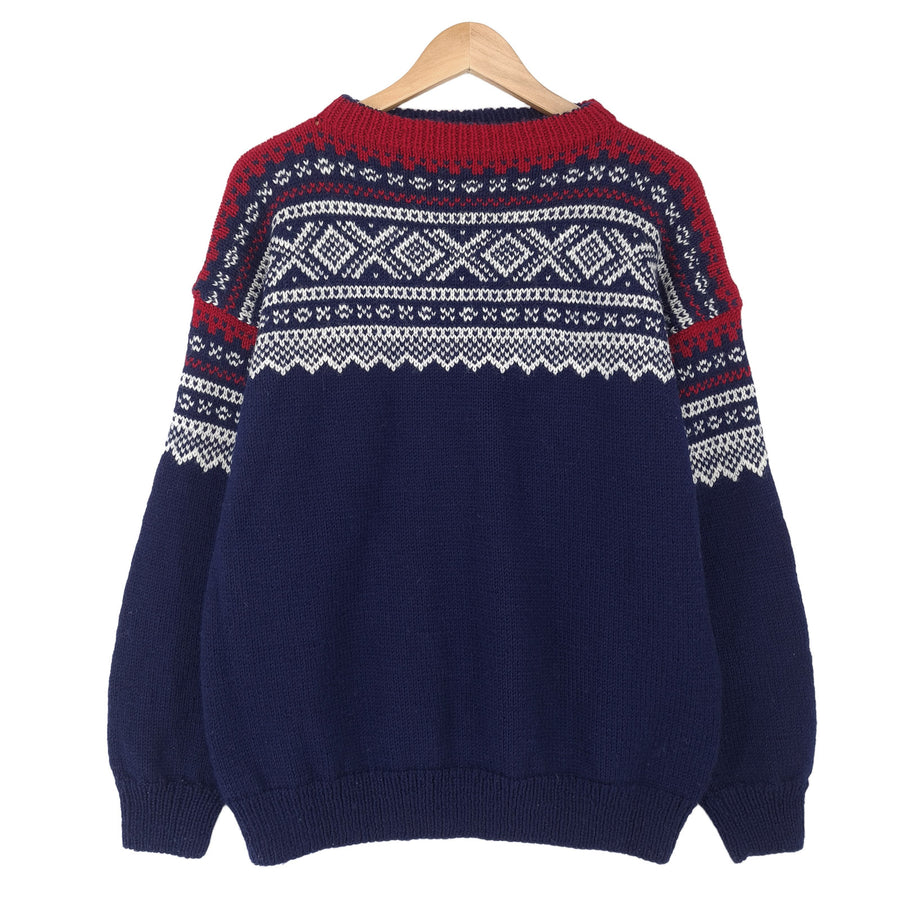 Vintage Nordic motif Fair Isle pull col rond pull maille Femme taille 2XL