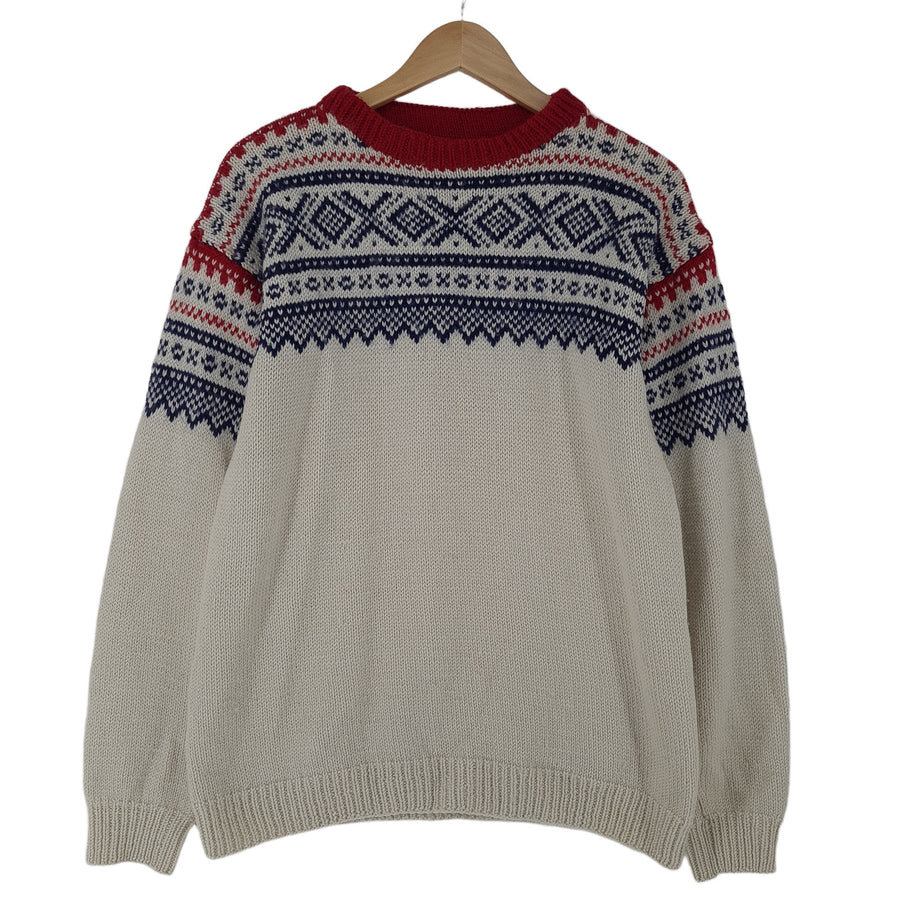 Vintage Nordic motif Fair Isle pull col rond pull maille Femme taille