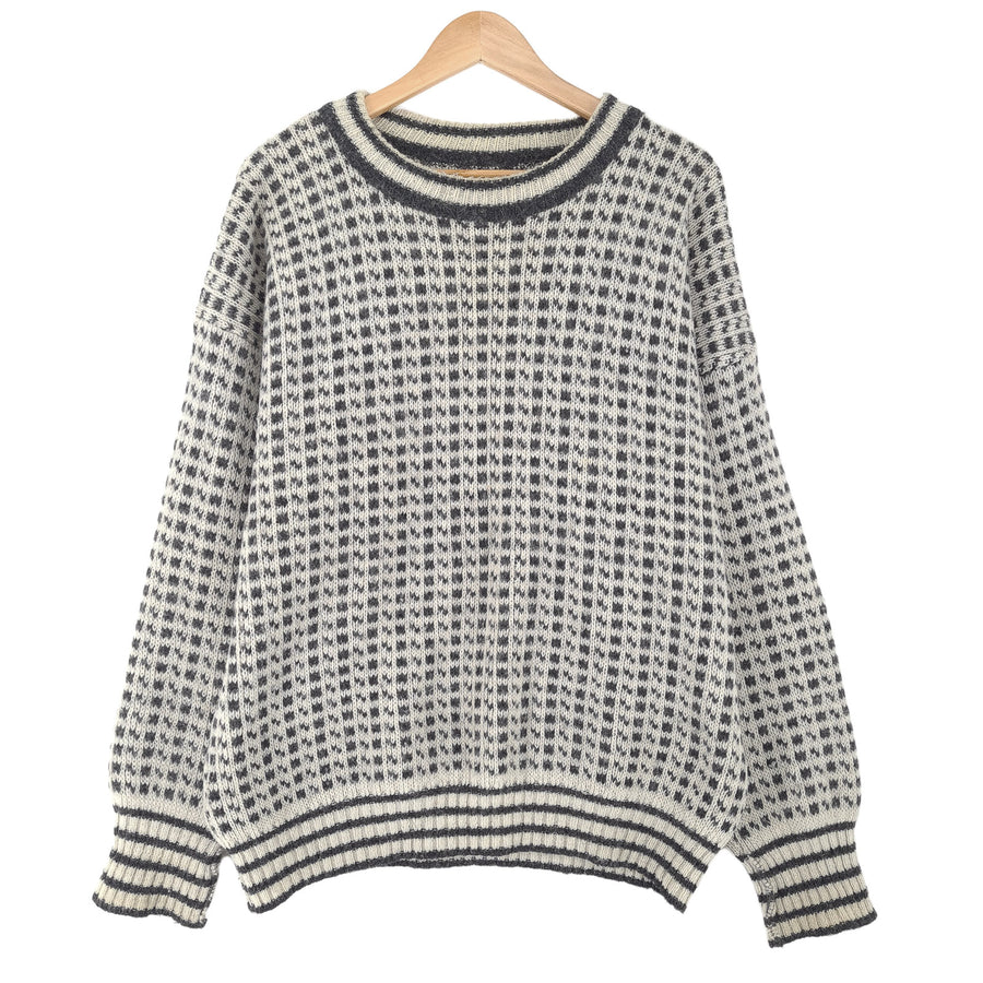 Vintage Nordic motif Fair Isle pull col rond pull maille Homme taille XL