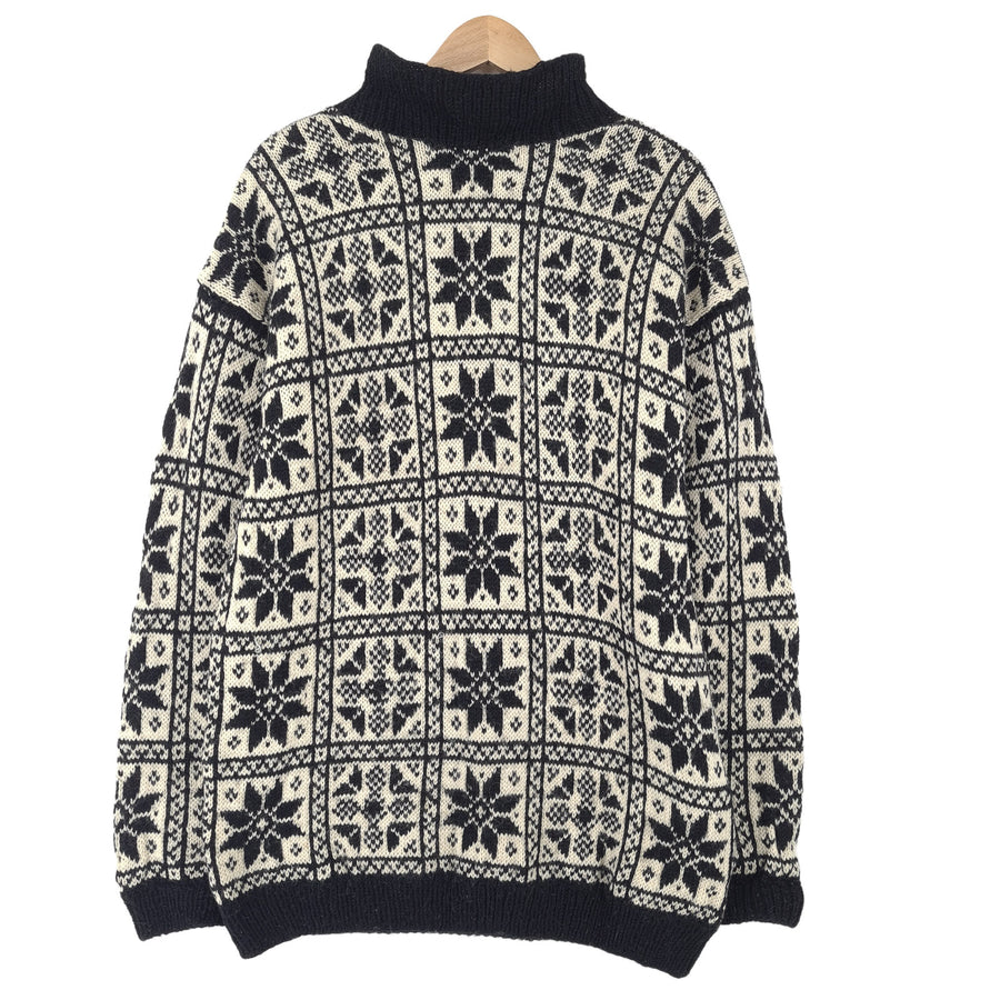 Vintage Nordic motif Fair Isle pull High Neck pull maille Femme taille 2XL