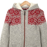 Superdry Vintage Full Zip Hoodie Wool Fair Isle Sweatshirt Women Size M, back view, image 2 of 6
