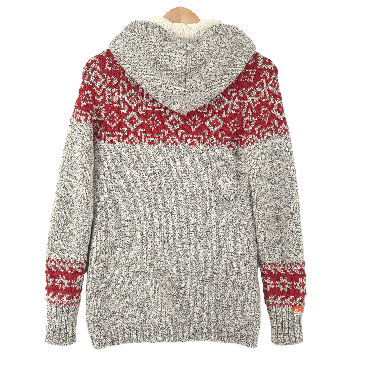 Superdry Vintage Full Zip Hoodie Wool Fair Isle Sweatshirt Women Size M, detail view 1, image 3 of 6