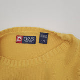 Chaps Vintage Mens Jumper Sweater Cotton Yellow Crew Neck Pullover Knit Size, detail view 2, image 4 of 7
