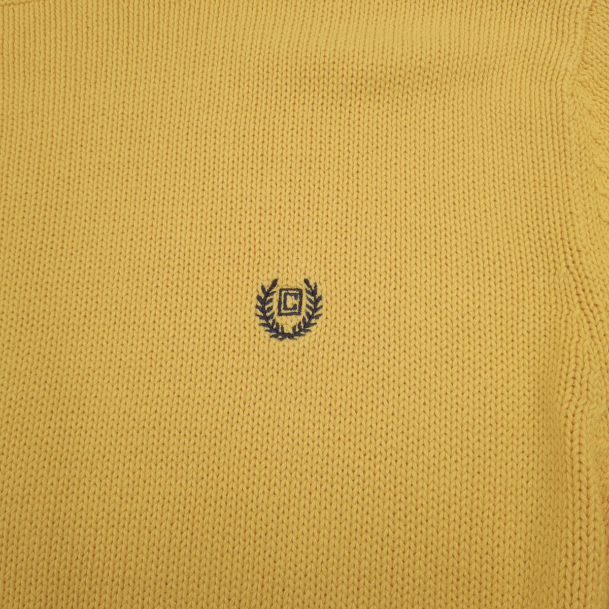 Chaps Vintage Mens Jumper Sweater Cotton Yellow Crew Neck Pullover Knit Size, detail view 3, image 5 of 7