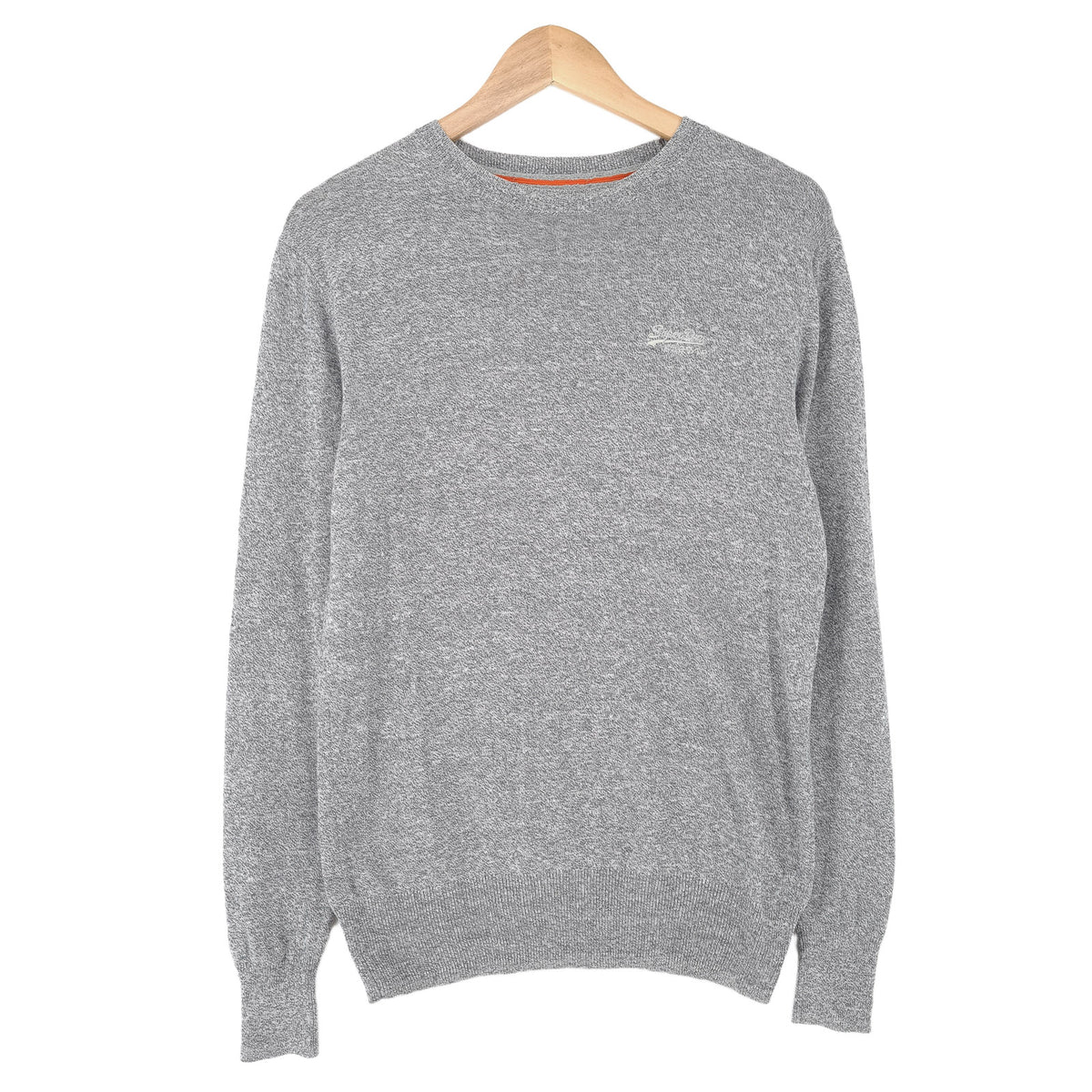 Superdry Vintage Mens Jumper Sweater Cotton Cashmere Grey Crew Neck Pullover Size S, front view, image 1 of 7