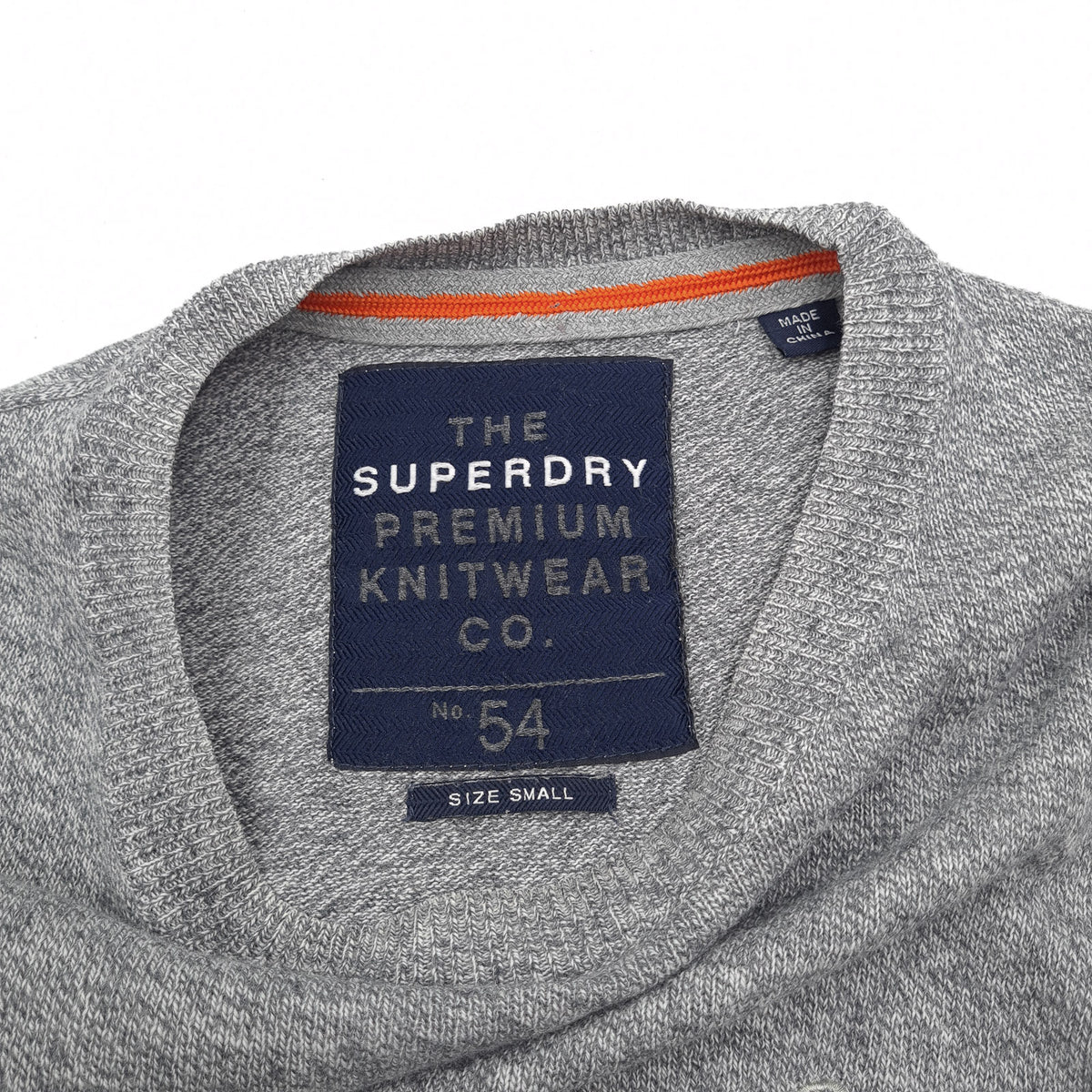 Superdry Vintage Mens Jumper Sweater Cotton Cashmere Grey Crew Neck Pullover Size S, detail view 2, image 4 of 7