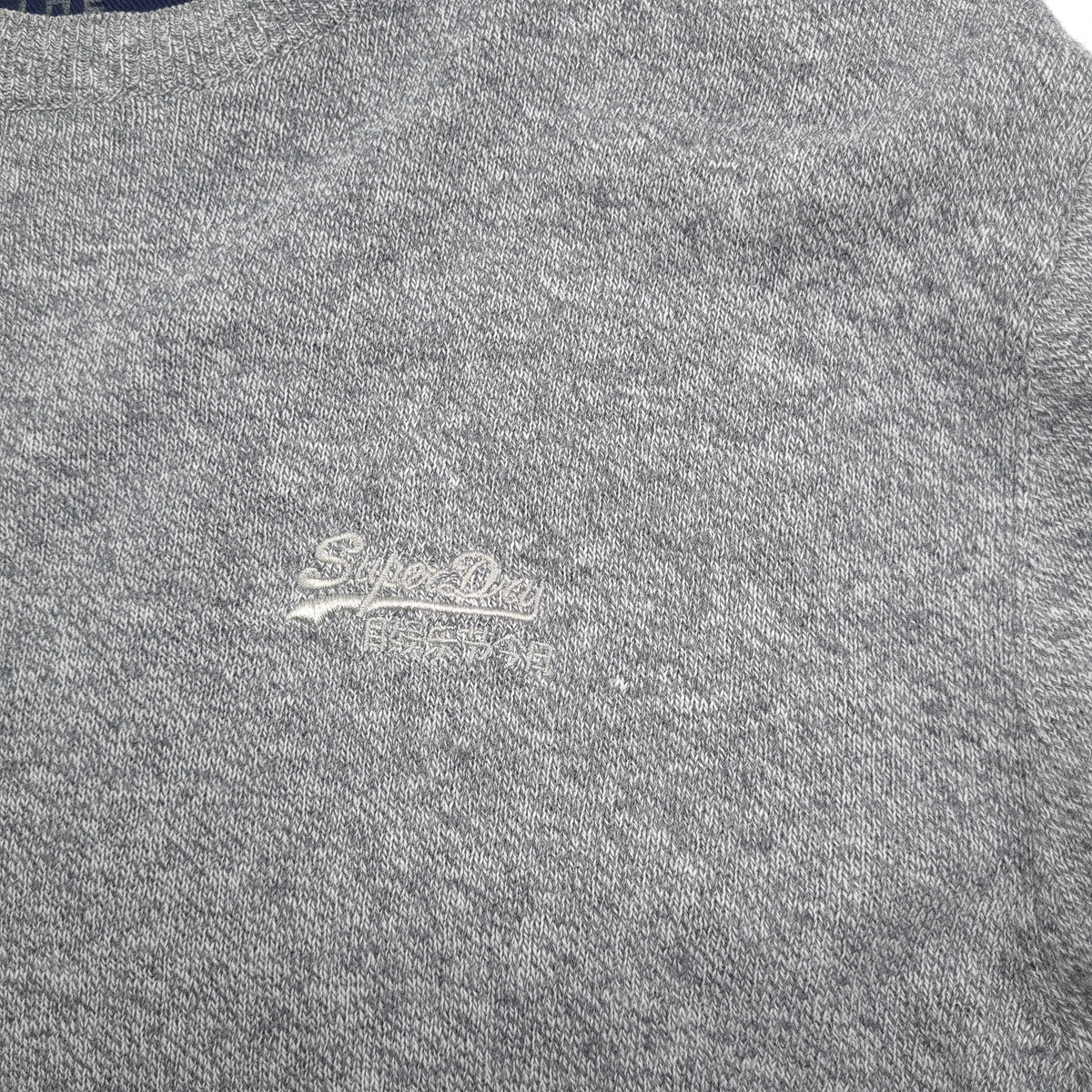 Superdry Vintage Mens Jumper Sweater Cotton Cashmere Grey Crew Neck Pullover Size S, detail view 3, image 5 of 7