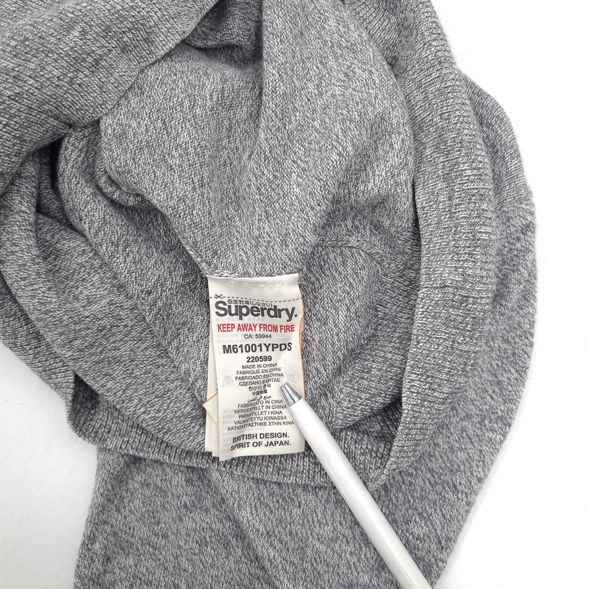 Superdry Vintage Mens Jumper Sweater Cotton Cashmere Grey Crew Neck Pullover Size S, detail view 4, image 6 of 7