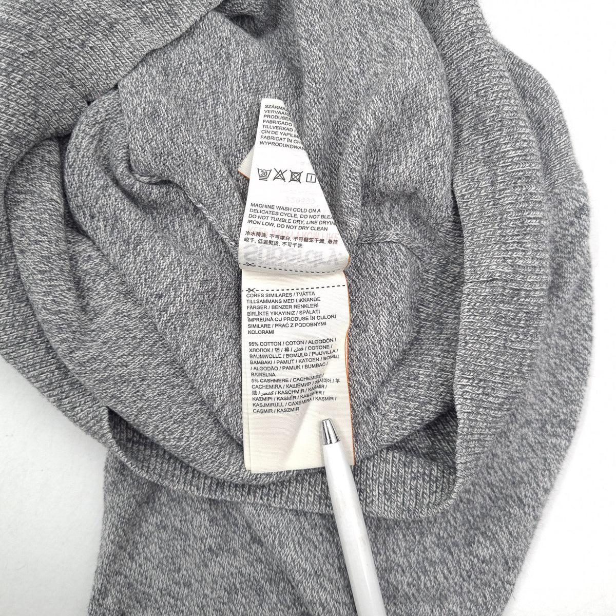 Superdry Vintage Mens Jumper Sweater Cotton Cashmere Grey Crew Neck Pullover Size S, detail view 5, image 7 of 7