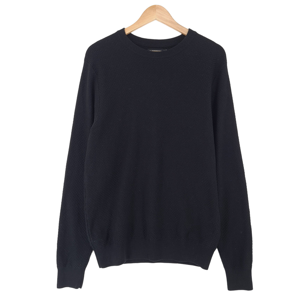 J.Lindeberg Mens Jumper Sweater Cotton Black Crew Neck Pullover Knit Size M, front view, image 1 of 6