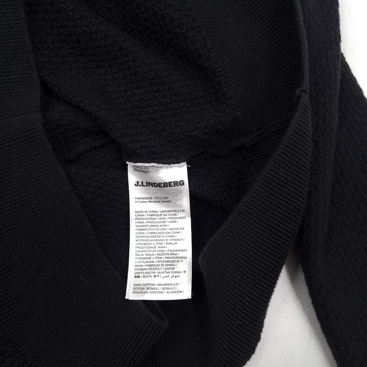 J.Lindeberg Mens Jumper Sweater Cotton Black Crew Neck Pullover Knit Size M, detail view 3, image 5 of 6