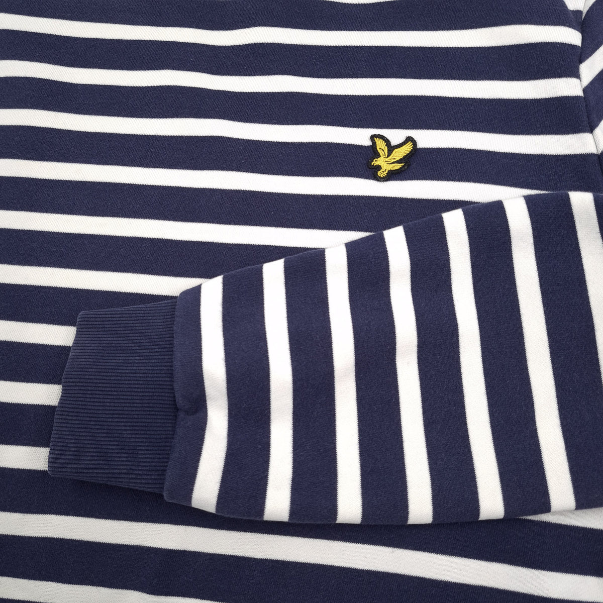 Lyle & Scott Vintage Mens Sweatshirt Cotton Striped Blue Crew Neck Pullover Size, detail view 5, image 7 of 8