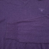 Gant Mens Jumper Sweater Cotton Purple V-Neck Pullover Knit Size XL, detail view 5, image 7 of 7