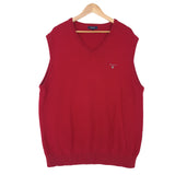 Gant Mens Sweater Vest Cotton Red V-Neck Sleeveless Knit Size 2XL, front view, image 1 of 6