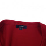 Gant Mens Sweater Vest Cotton Red V-Neck Sleeveless Knit Size 2XL, detail view 2, image 4 of 6