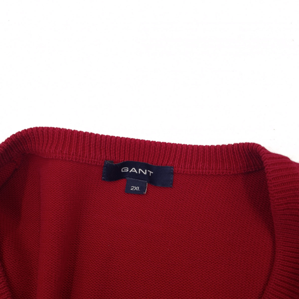 Gant Mens Sweater Vest Cotton Red V-Neck Sleeveless Knit Size 2XL, detail view 2, image 4 of 6
