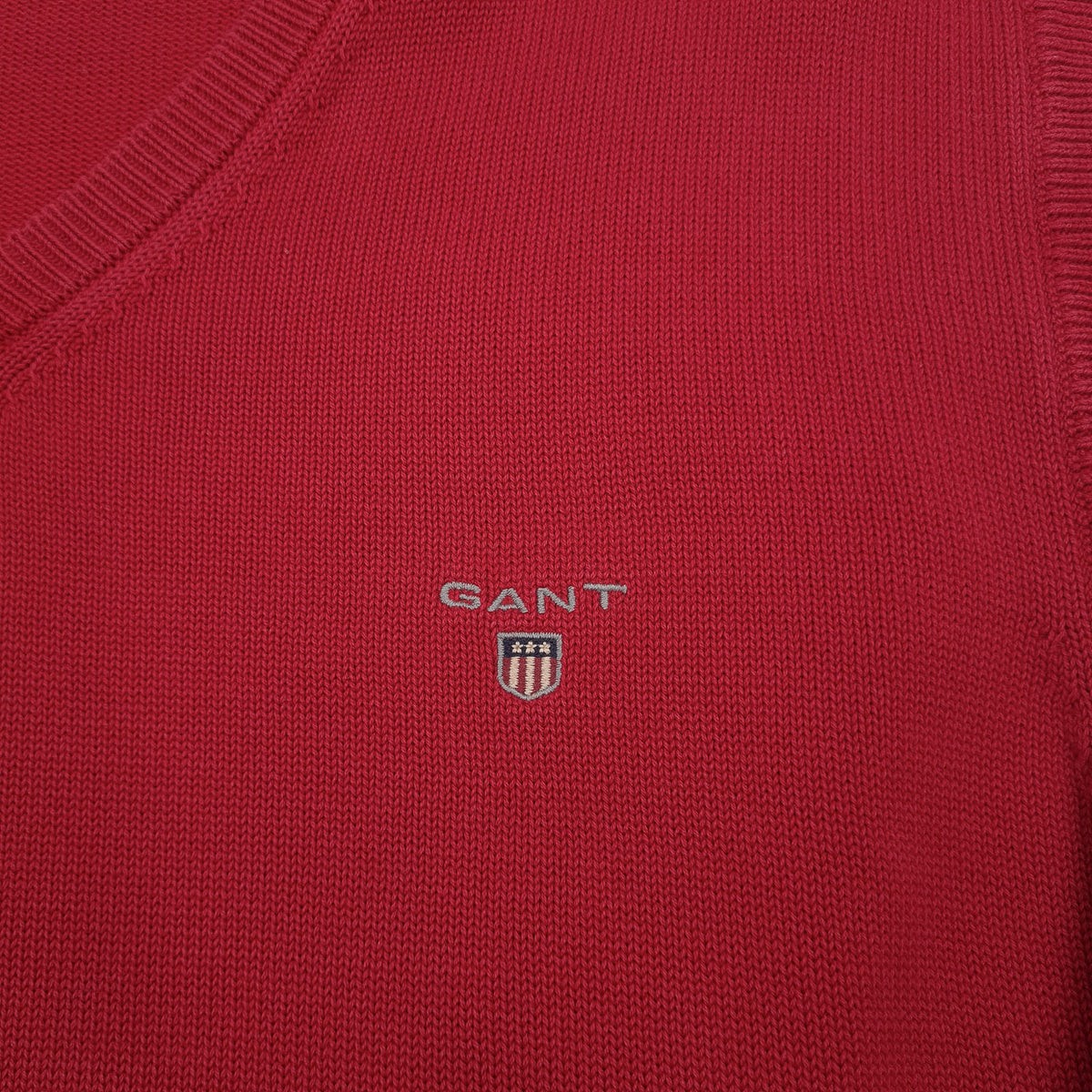 Gant Mens Sweater Vest Cotton Red V-Neck Sleeveless Knit Size 2XL, detail view 3, image 5 of 6