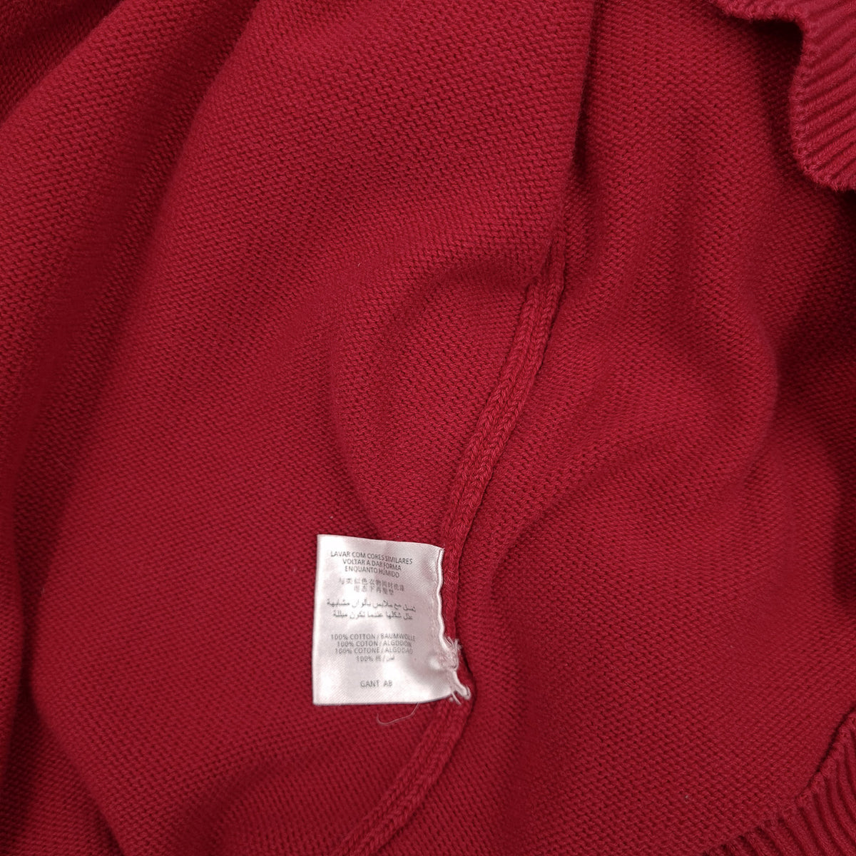 Gant Mens Sweater Vest Cotton Red V-Neck Sleeveless Knit Size 2XL, detail view 4, image 6 of 6