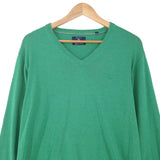 Gant Mens Jumper Sweater Cotton Green V-Neck Pullover Knit Size M, back view, image 2 of 7