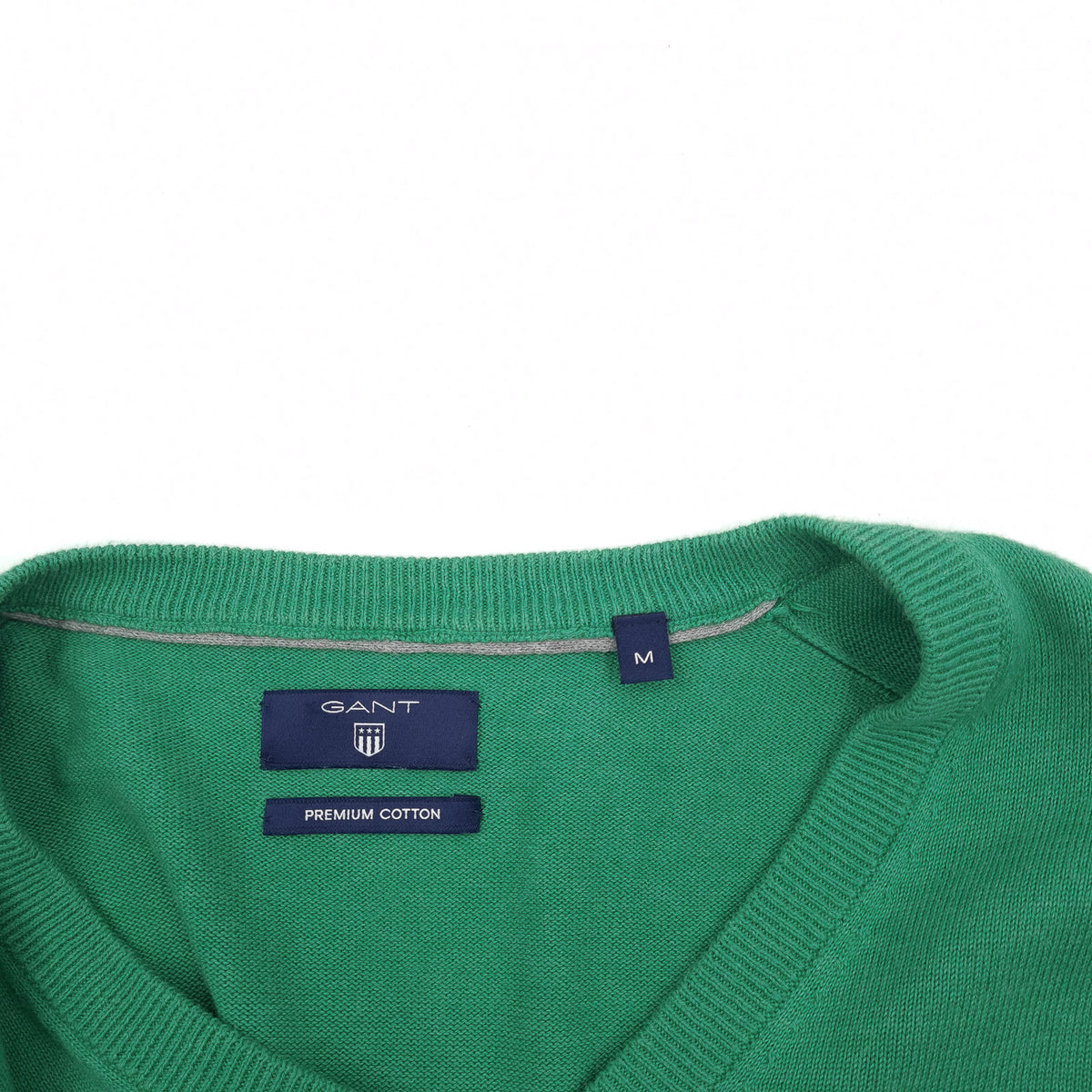 Gant Mens Jumper Sweater Cotton Green V-Neck Pullover Knit Size M, detail view 2, image 4 of 7