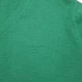 Gant Mens Jumper Sweater Cotton Green V-Neck Pullover Knit Size M, detail view 3, image 5 of 7