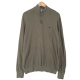 Timberland Vintage Mens Quarter Zip Sweater Cotton Green High Neck Jumper Size, front view, image 1 of 7
