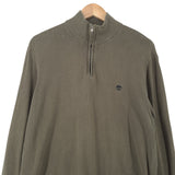 Timberland Vintage Mens Quarter Zip Sweater Cotton Green High Neck Jumper Size, back view, image 2 of 7