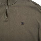 Timberland Vintage Mens Quarter Zip Sweater Cotton Green High Neck Jumper Size, detail view 3, image 5 of 7