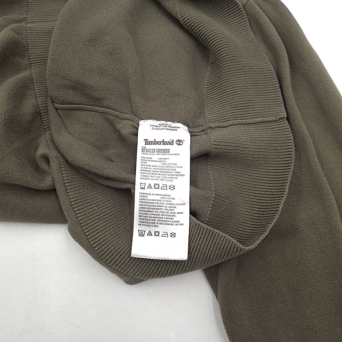 Timberland Vintage Mens Quarter Zip Sweater Cotton Green High Neck Jumper Size, detail view 4, image 6 of 7