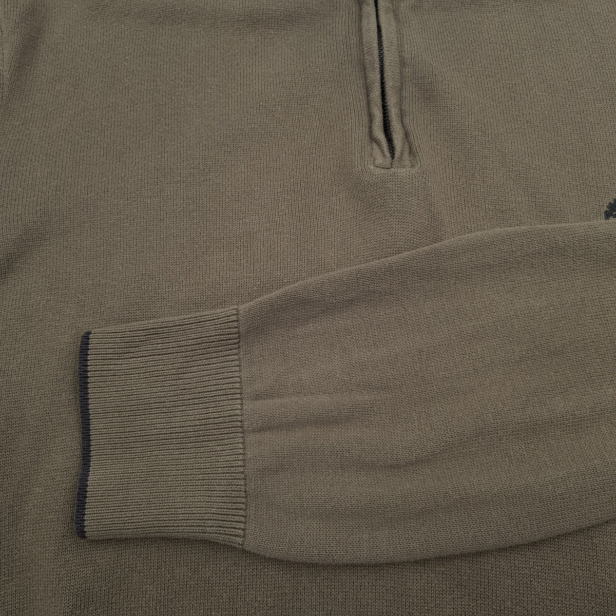 Timberland Vintage Mens Quarter Zip Sweater Cotton Green High Neck Jumper Size, detail view 5, image 7 of 7