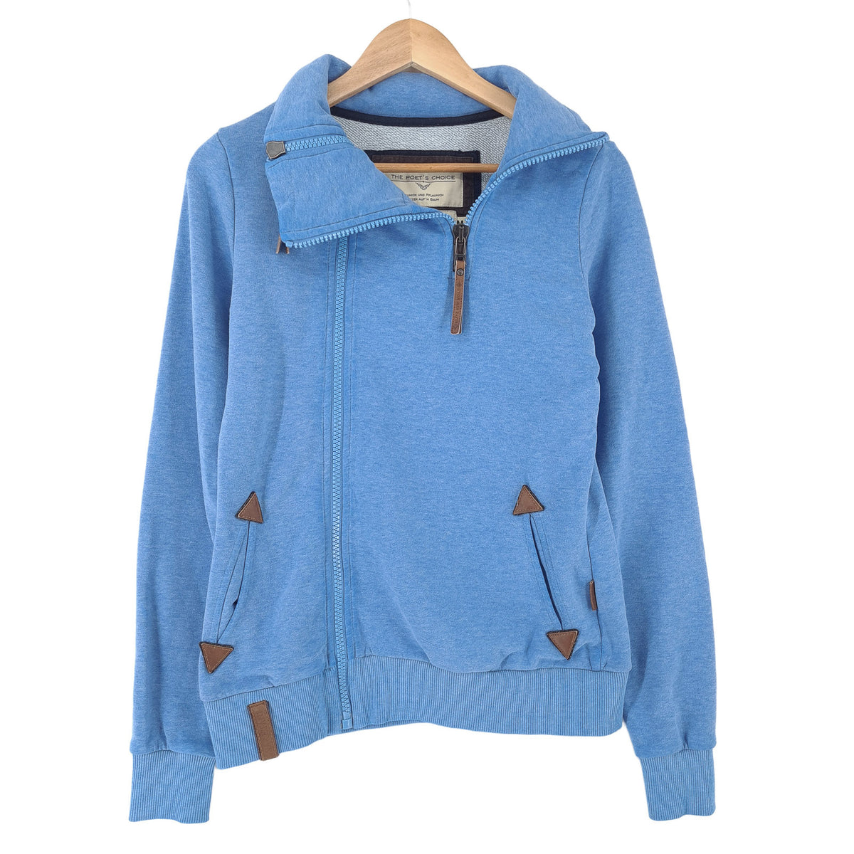 Naketano Womens Full Zip Sweatshirt Cotton Blue High Neck Size M, front view, image 1 of 7