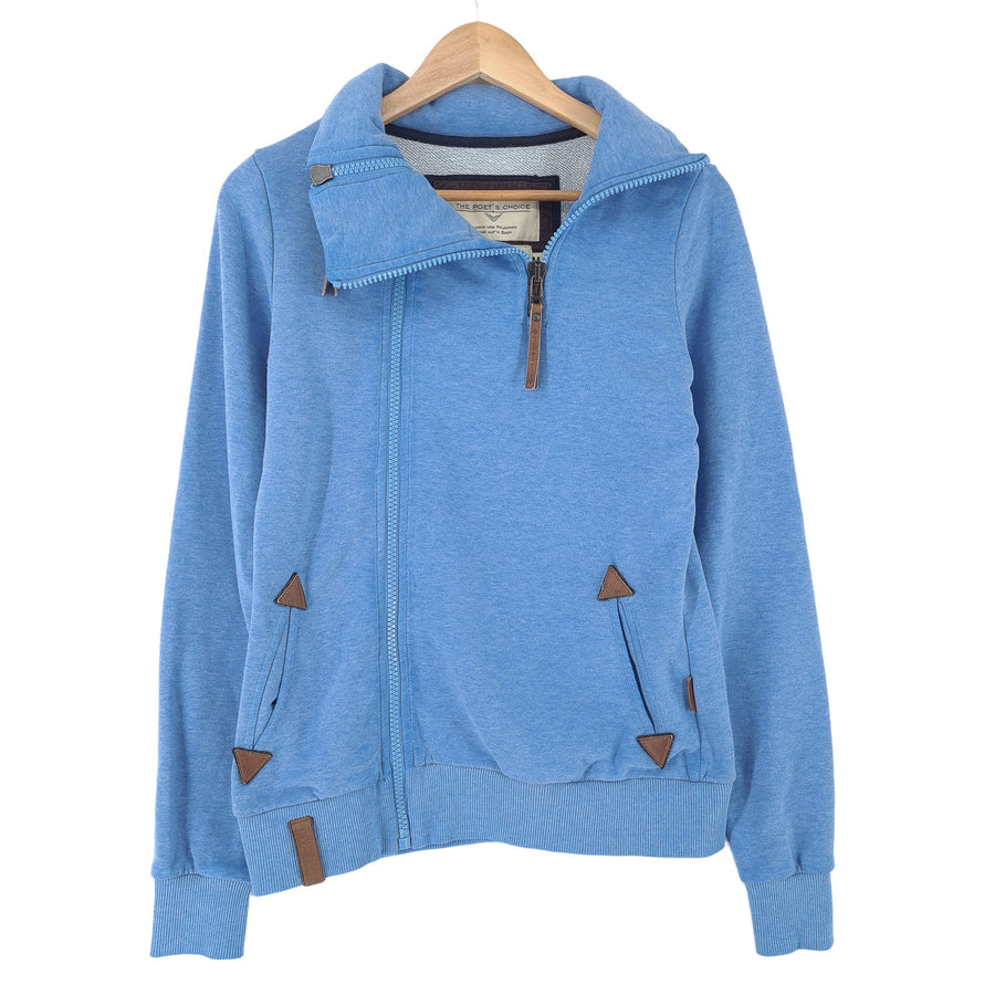 Naketano Damskie pełny zamek bluza bawełna niebieski High Neck rozmiar M