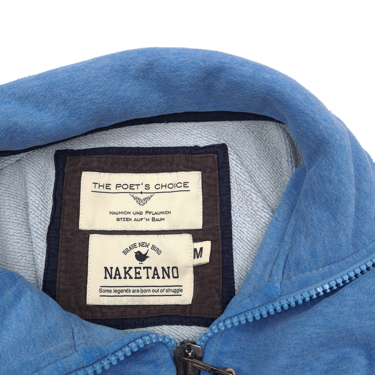 Naketano Womens Full Zip Sweatshirt Cotton Blue High Neck Size M, detail view 2, image 4 of 7