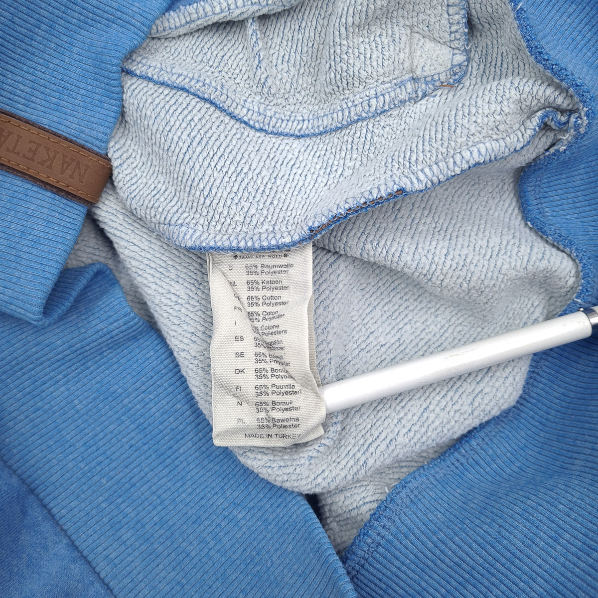 Naketano Womens Full Zip Sweatshirt Cotton Blue High Neck Size M, detail view 3, image 5 of 7
