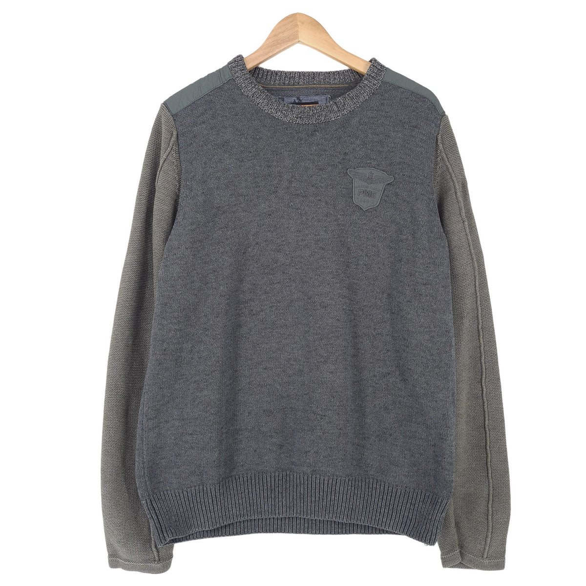 Pme Legend Mens Jumper Sweater Cotton Grey Crew Neck Pullover Knit Size XL, front view, image 1 of 8