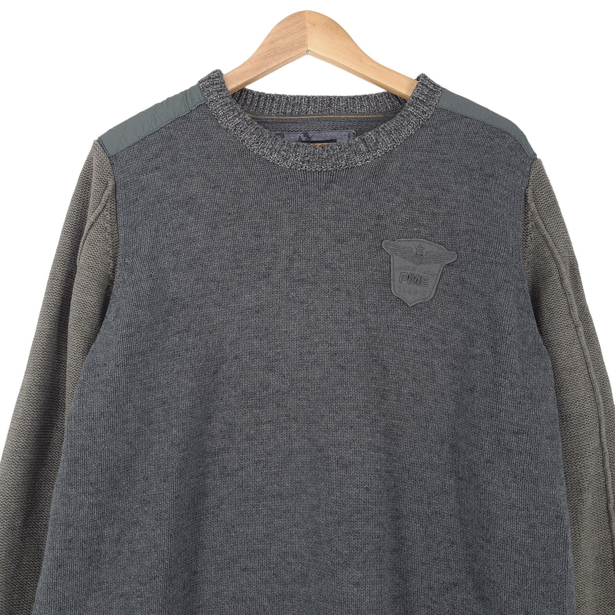 Pme Legend Mens Jumper Sweater Cotton Grey Crew Neck Pullover Knit Size XL, back view, image 2 of 8