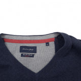 Christian Berg Mens Jumper Sweater Cotton Blue V-Neck Pullover Knit Size XL, detail view 2, image 4 of 8