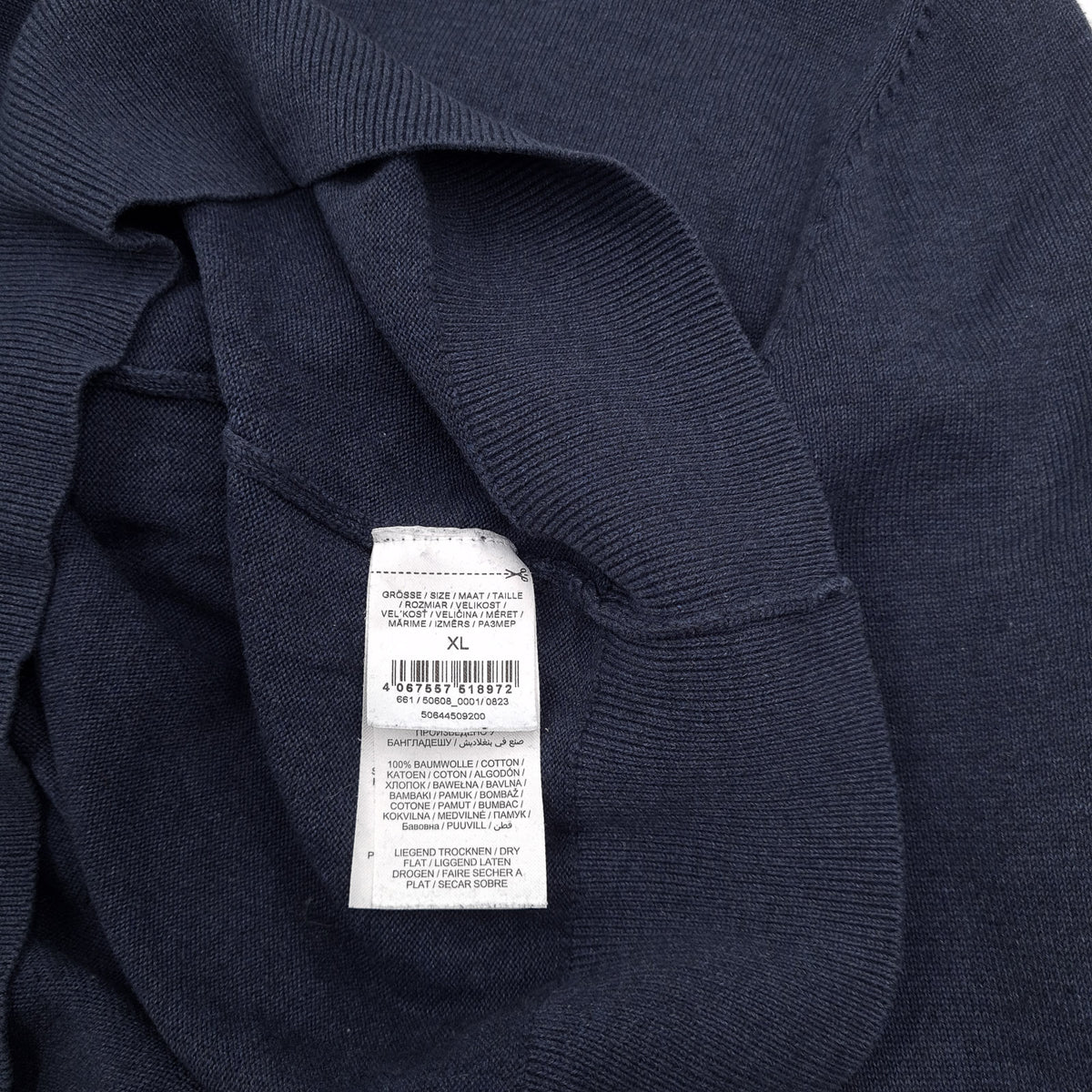 Christian Berg Mens Jumper Sweater Cotton Blue V-Neck Pullover Knit Size XL, detail view 4, image 6 of 8