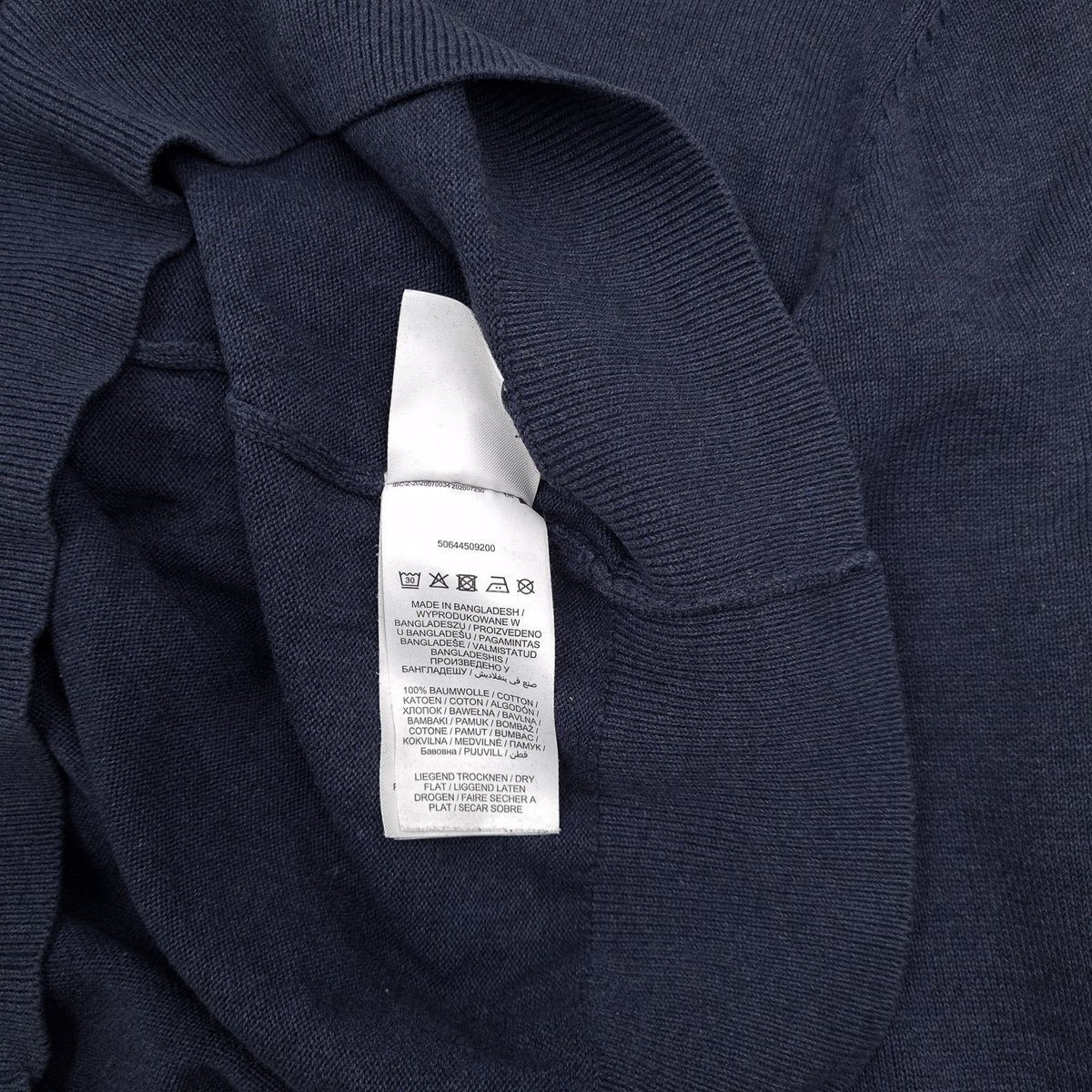 Christian Berg Mens Jumper Sweater Cotton Blue V-Neck Pullover Knit Size XL, detail view 5, image 7 of 8
