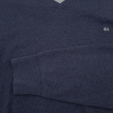 Christian Berg Mens Jumper Sweater Cotton Blue V-Neck Pullover Knit Size XL, detail view 6, image 8 of 8