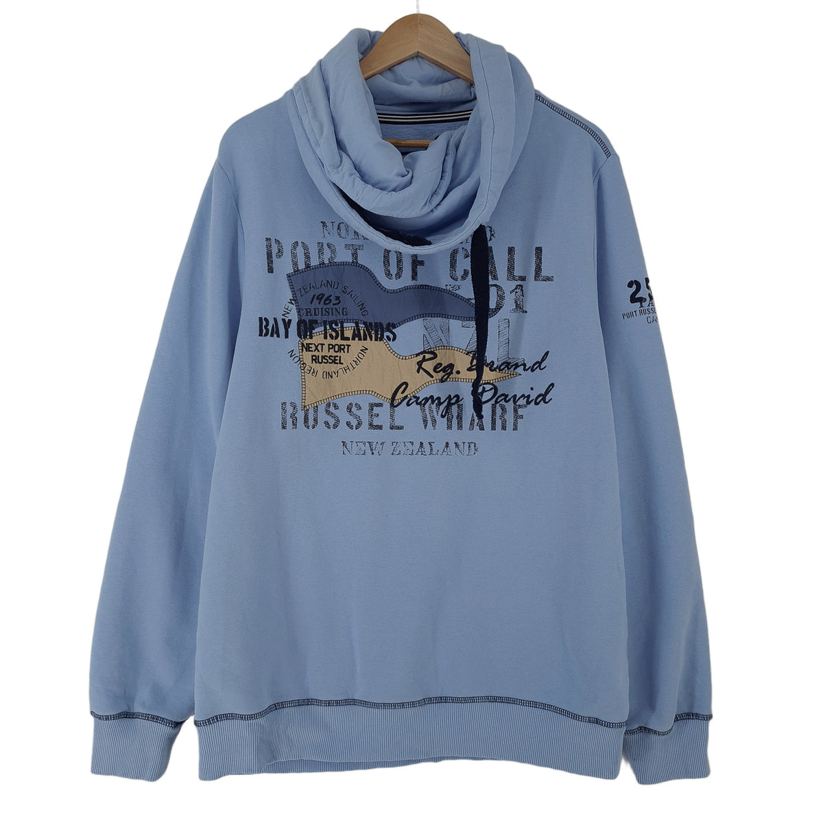 Camp David Vintage Mens Sweatshirt Cotton Blue Roll Neck Pullover Size XL, front view, image 1 of 9